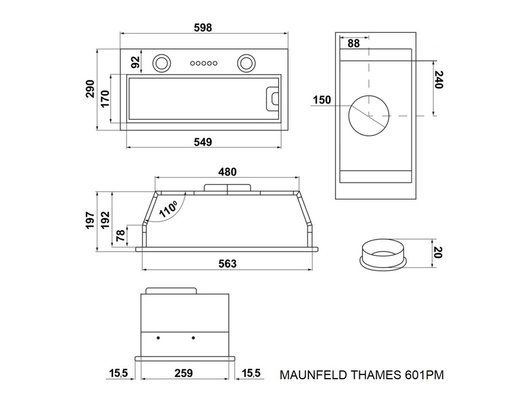 Вытяжка MAUNFELD THAMES 601PM черный